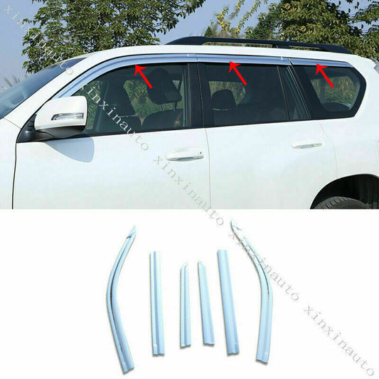 For Prado FJ150 LC150 2010-21 Chrome Window Visors Sun Rain Guard Vent Deflector