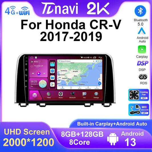for Honda CRV for CR-V Android Carplay Car Radio GPS Stereo Multimedia Player Screen