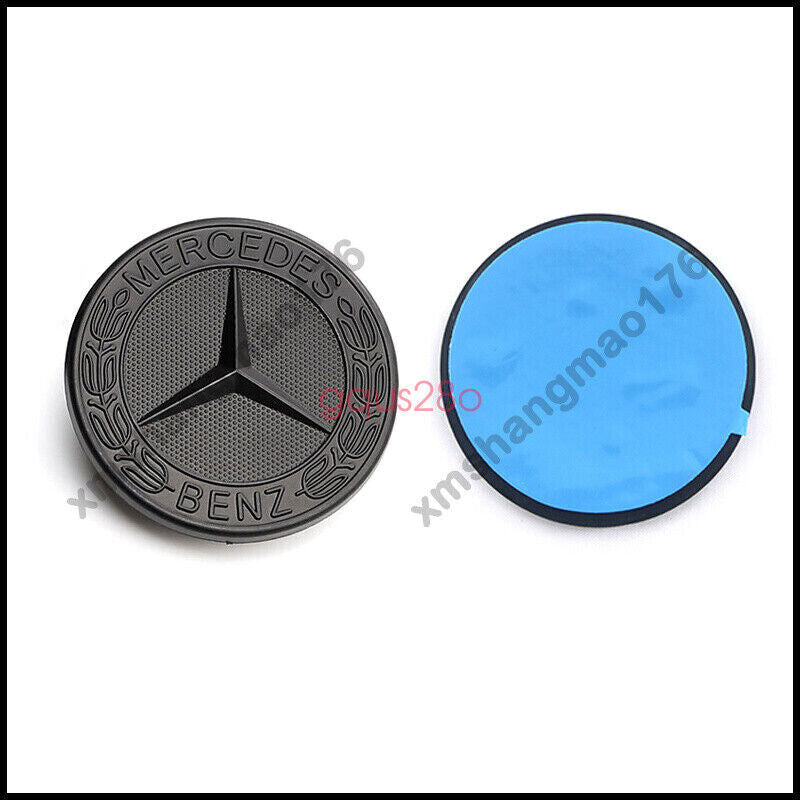 Front Hood Overlay Emblem AMG Matte Black Flat Laurel Wreath Badge For AMG
