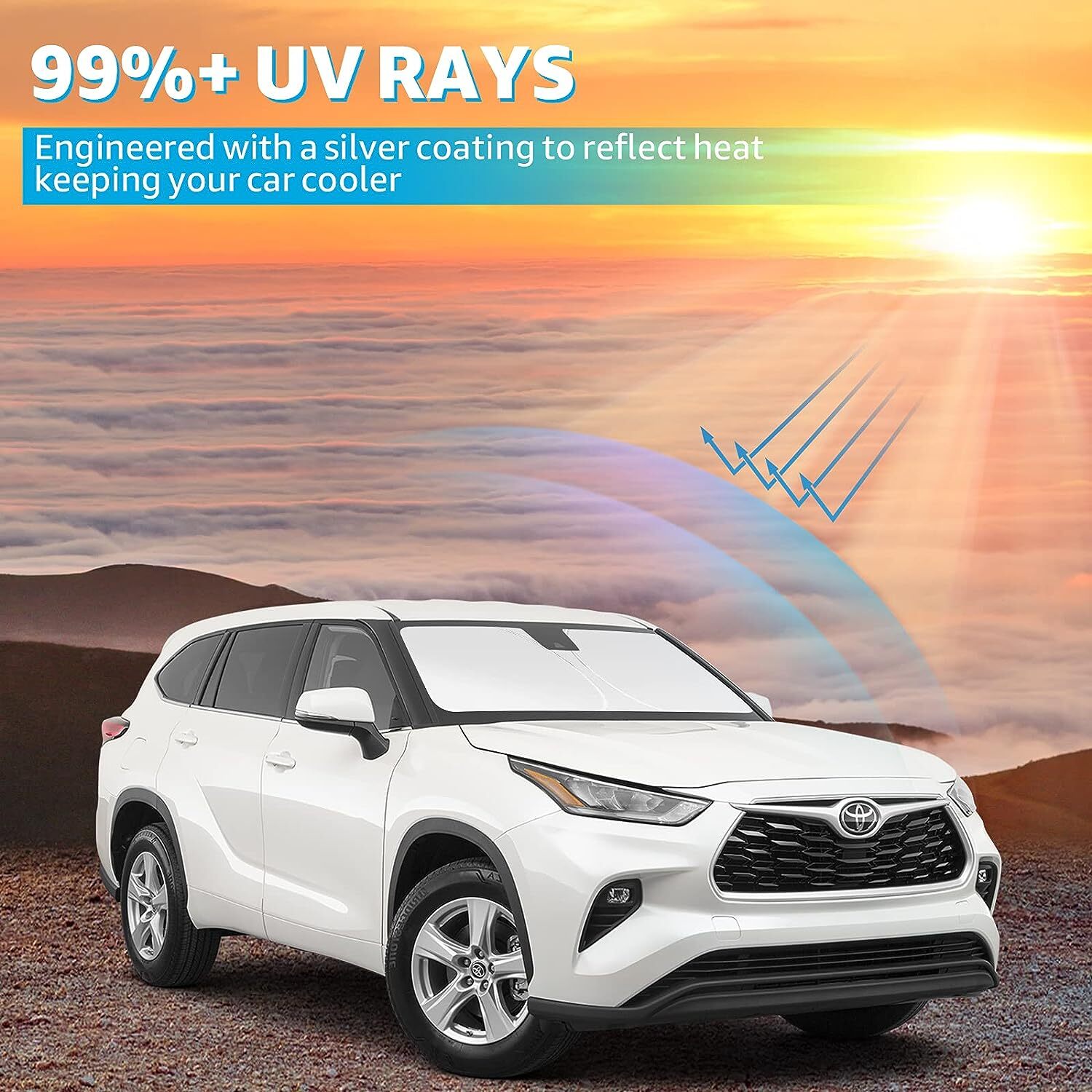 For 2014-2023 for Toyota Highlander Car Windshield Sun Shade Heat Block Screen Cover