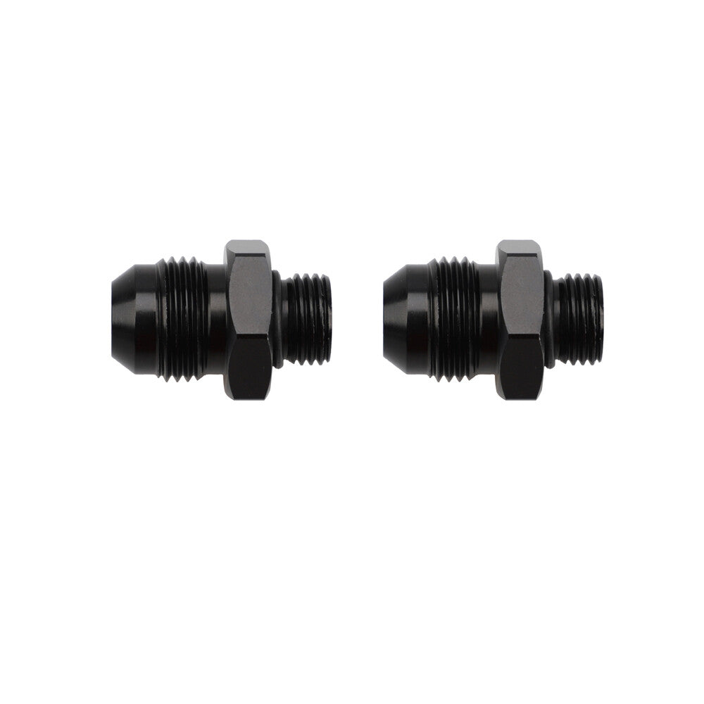 2-Pack ORB-6 O-ring Boss AN6 6AN to AN8 8AN Male Adapter Accessories - Black Aluminum