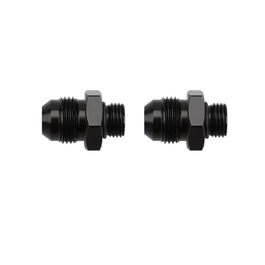 2-Pack ORB-6 O-ring Boss AN6 6AN to AN8 8AN Male Adapter Accessories - Black Aluminum