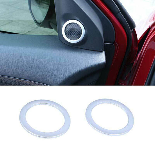 2Fit for Mitsubishi Outlander 2014-2020 Silver A-Pillar Speaker Ring Cover Trim