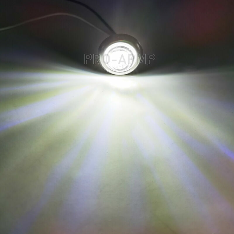 50x 3/4 White Diode LED Bullet Truck Trailer Clearance Light Round Side Marker