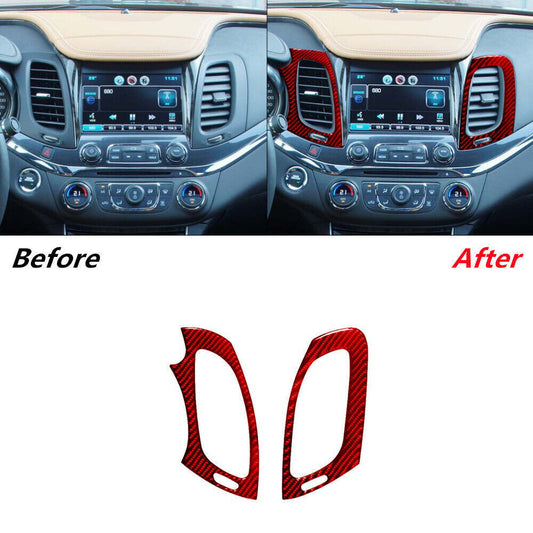 Red Left Right Air Vent Frame Trim Cover Carbon Fiber for Chevy Impala 2014-2020