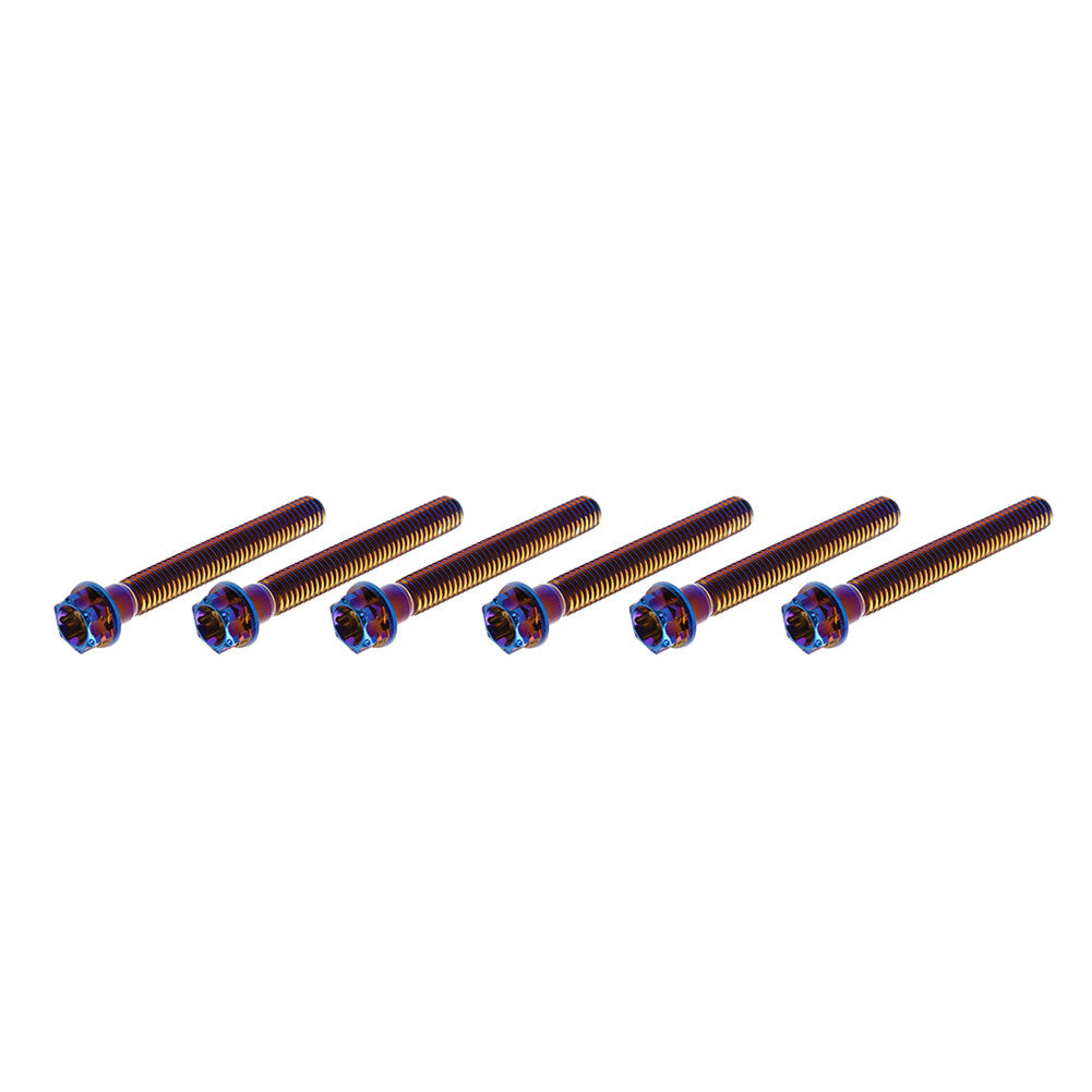 6pc Bolts Torx Head Flange Screws M8x50mm Burn Blue For Motorcycle Bike