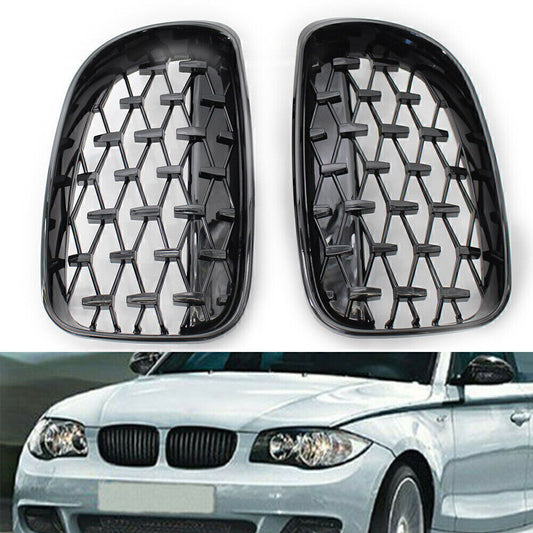for BMW E81 E82 E87 E88 1 Series 2008-11 Black Diamond Meteor Front Grille Grill