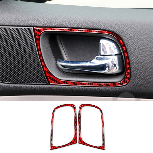 Red Carbon Fiber Interior Door Handle Ring Cover for Infiniti G37 2-Door 2010-13