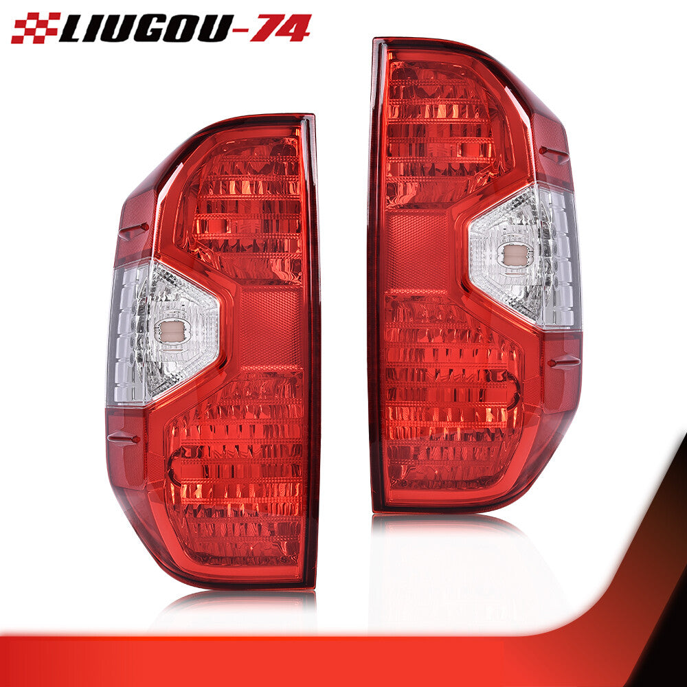 One pair of red taillight and brake light assemblies suitable for 2014-2021 for Toyota Tundra models.