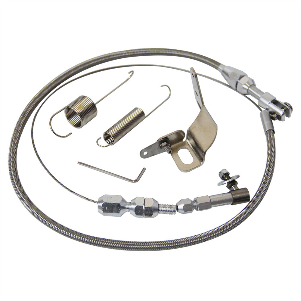 Universal Stainless Steel 24 Throttle Gas Cable  Spring Set Street Hot Rod