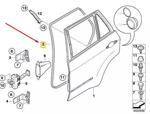 Door-Surround Weatherstrip Seal Right Front Side Fits 2008 to 2014 for BMW E71 E70