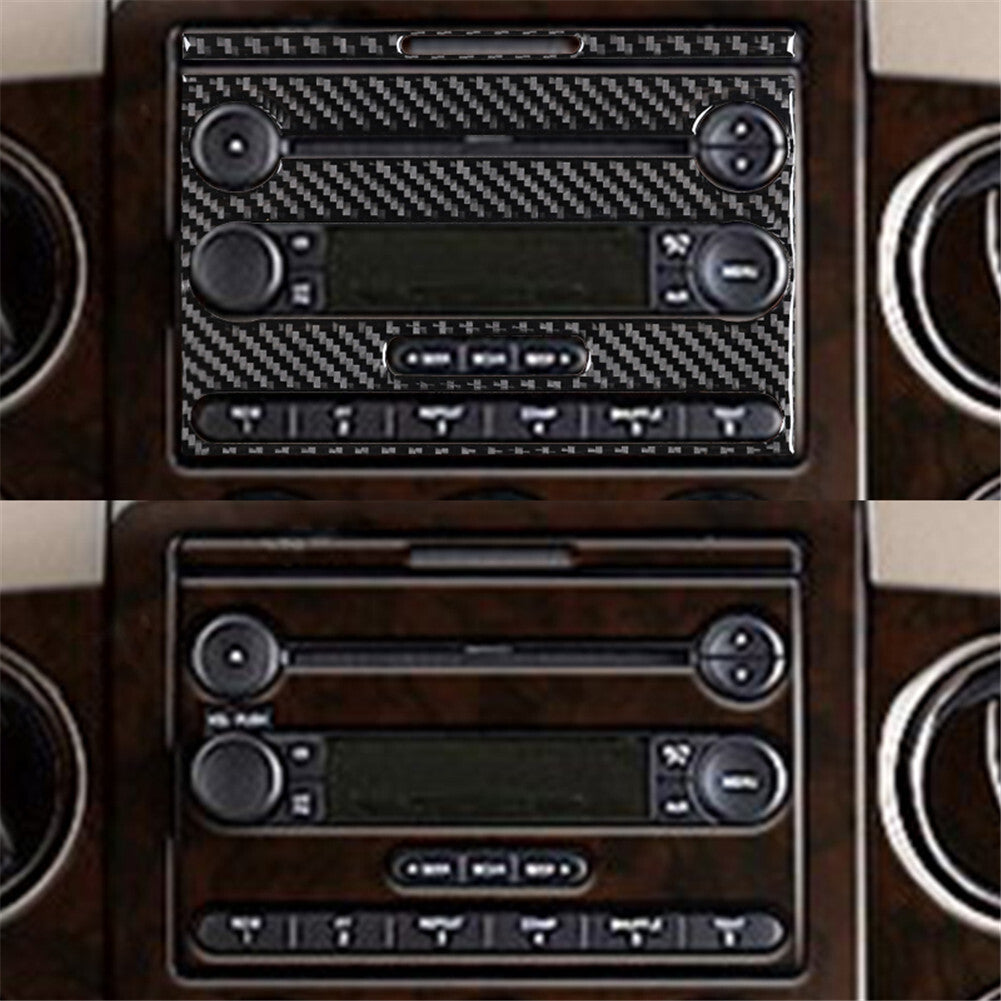 2Pcs Carbon Fiber Interior Radio With CD Cover Trim for Ford F-150 FX4 2004-2008