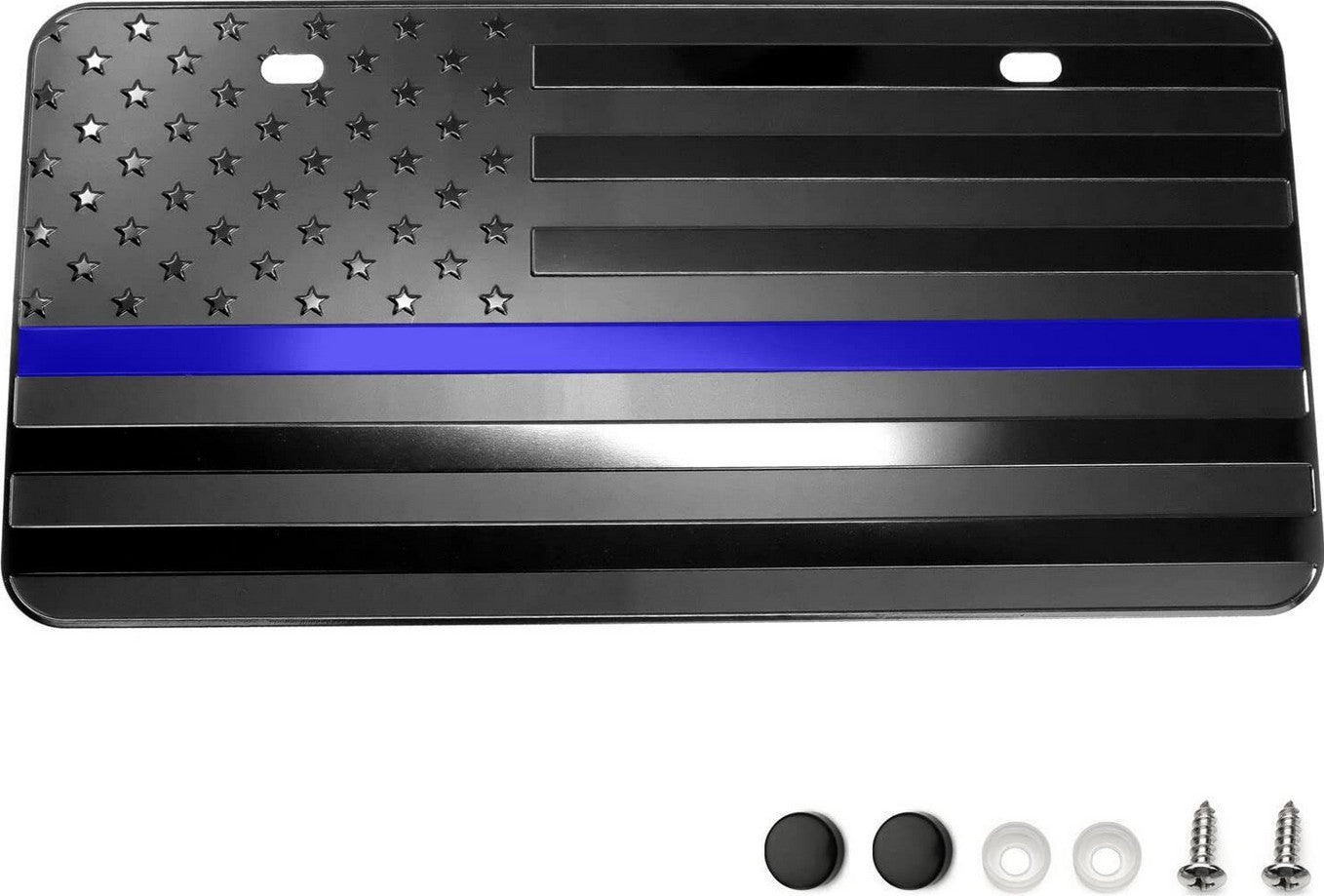 Car license plate frame cover, rear trunk boot, black and blue American flag, suitable  for ford  .