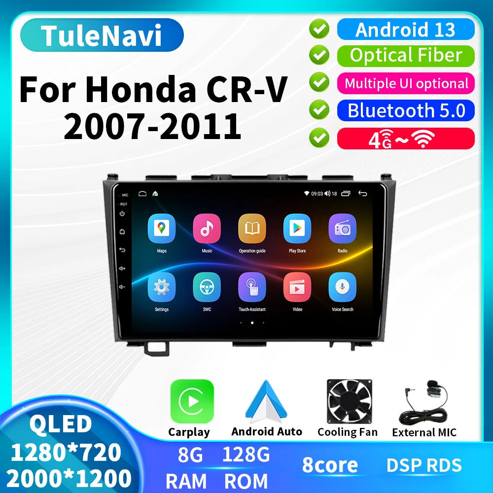 for Honda CRV for CR-V 3 2007-2011 Android Car Radio CarPlay GPS Multimedia Screen