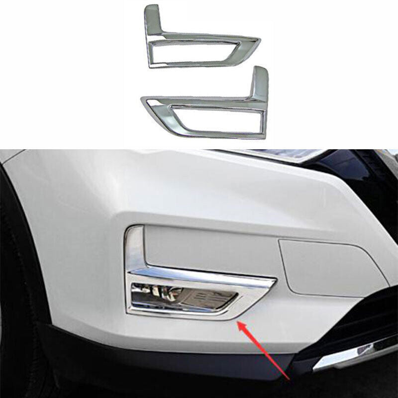 2PC ABS Chrome Front Bumper Fog Light Lamp Frame Trim for Nissan Rogue 17~2020