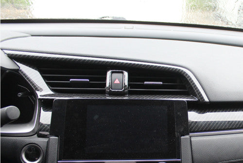 3X for Honda for Civic 2016-2021 Carbon Fiber Dashboard Air Outlet Vent Frame Trims