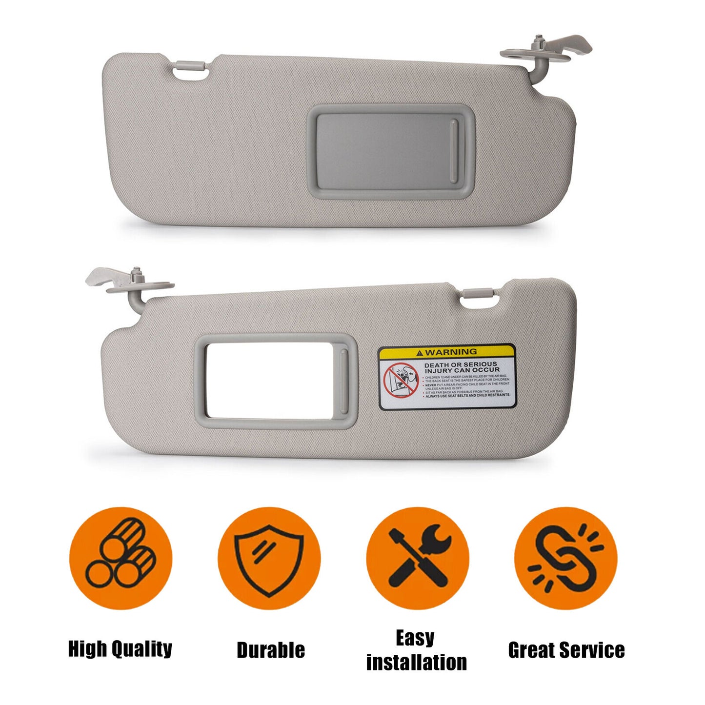 2PCS For 2011 2012-2016 for Hyundai for Elantra Gray Car Sun Visor Right +Left Side Pair