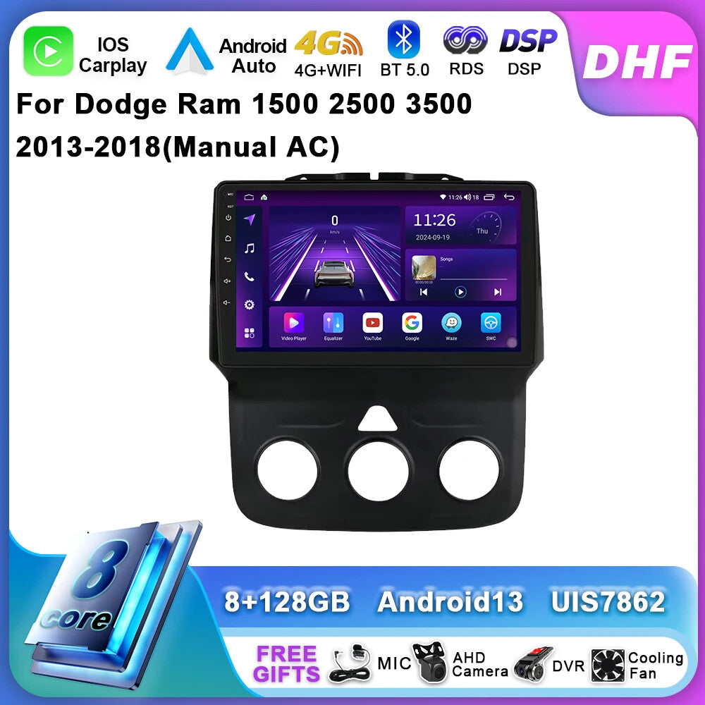 for Dodge for Ram 1500 2500 3500 2013-2018 Car Radio CarPlay Video Player GPS Screen