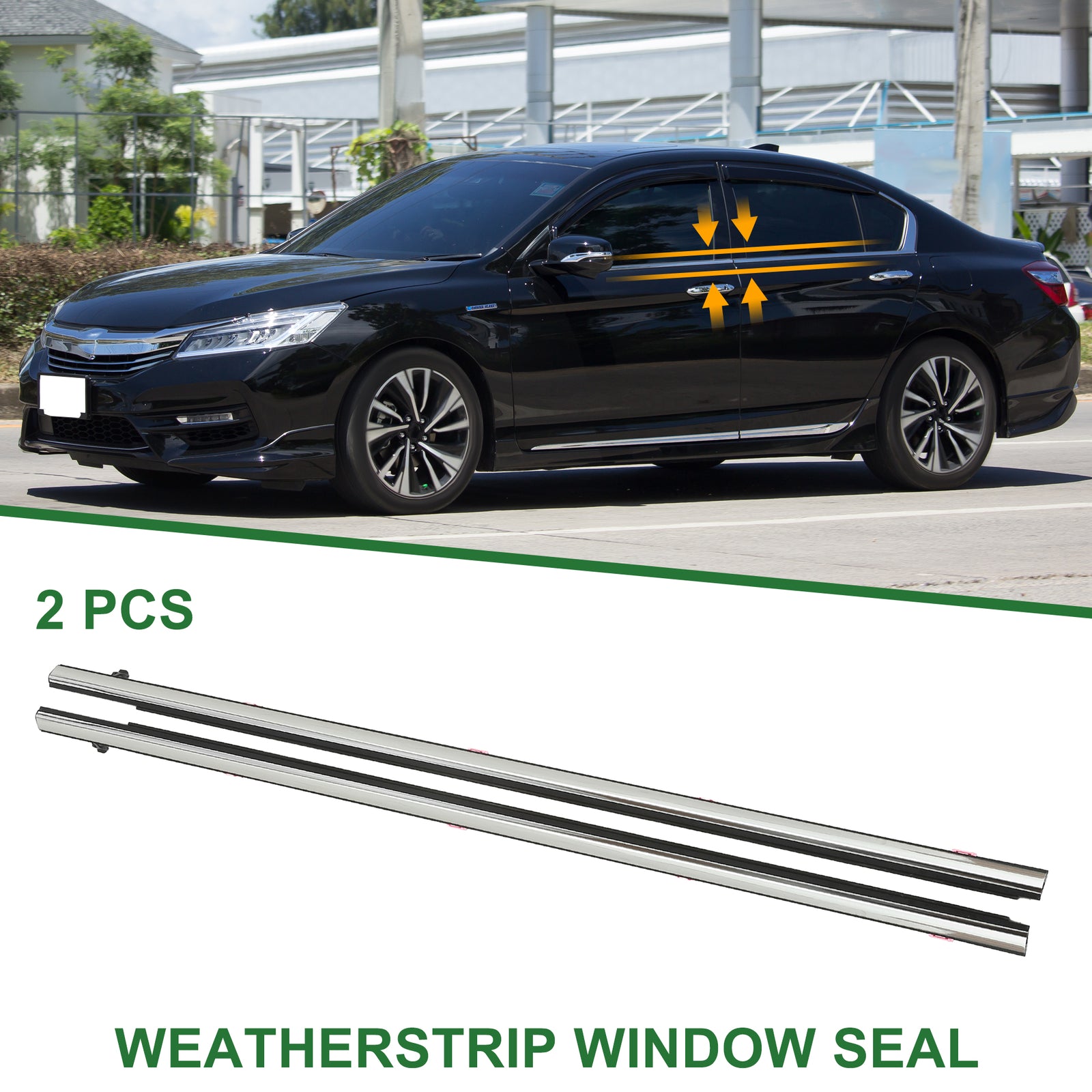 2-piece front left and right Weatherstrip window sealant, size 72450T2AA01, suitable for Honda Accord.