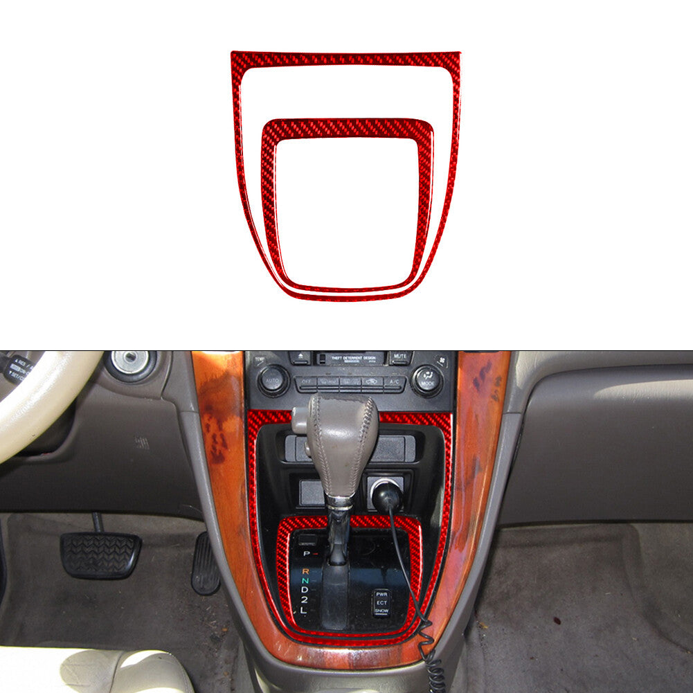 Red Carbon Fiber Interior Gear Shift Frame Cover Trim for Lexus RX300 1998-2003
