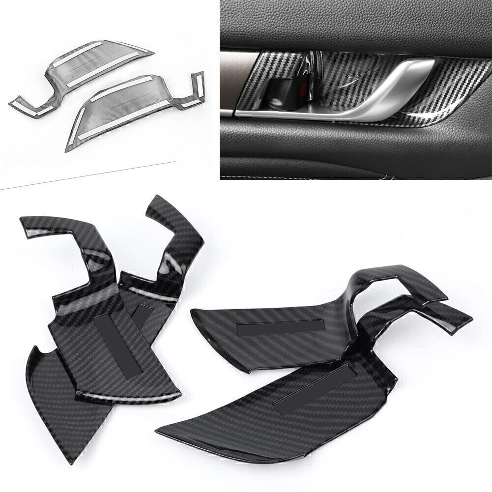Carbon fiber style car interior door handle cup covers suitable for 2018 for Honda Accord
