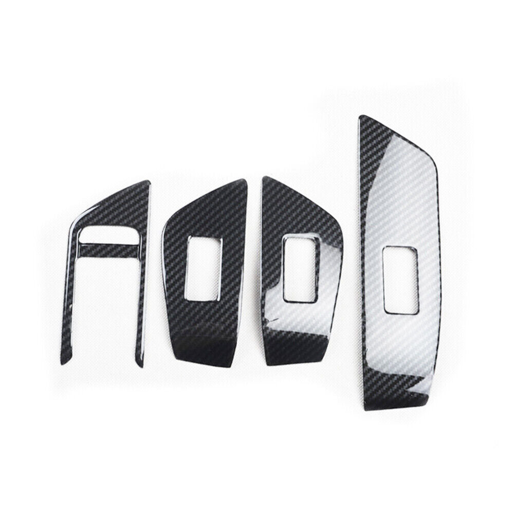 Glass Window Lifting Lock Panel Trim 4PCS Fit for Audi A5 2017-2019 Carbon Fiber