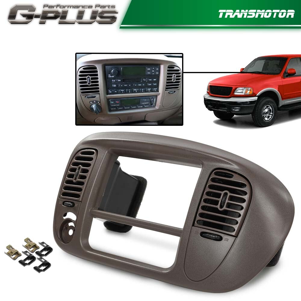 Fits 1997-2003 for Ford F-150 Expedition Center Dash Radio Bezel with Vents, Brown