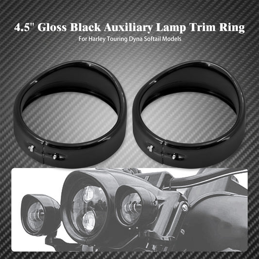 4.5 Gloss Auxiliary Fog Light Trim Visor Ring Fit for Harley Touring FLH XL883