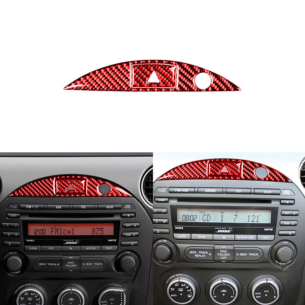 Red Carbon Fiber Interior Warning Light Button Trim for Mazda MX-5 Miata 2009-15