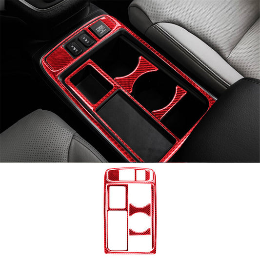 Red Carbon Fiber Center Console Cup Holder Cover Trim for Honda CRV CR-V 2015-16