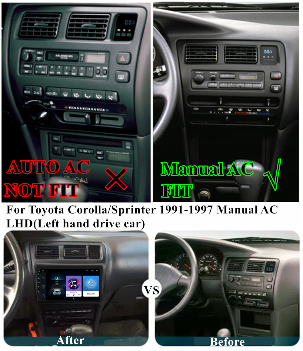 9 Android 12.0 Stereo Radio GPS Wifi For 1991-1997 for Toyota for Corolla LHD Manual AC