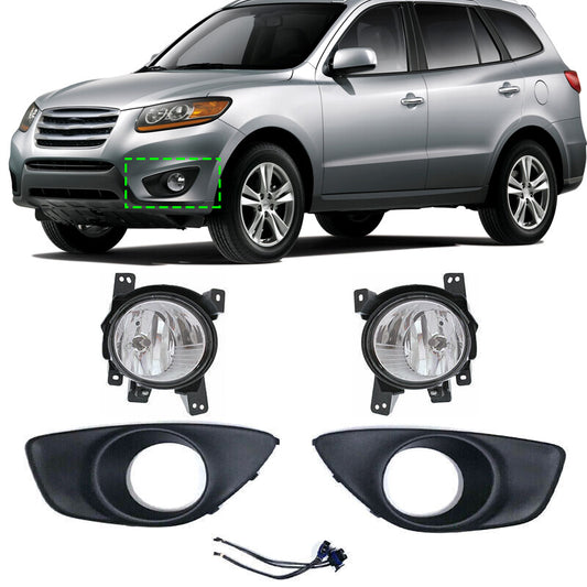 Front Fog lamp + protective cover belt conector 6pcs for Hyundai Santa Fe 10-12