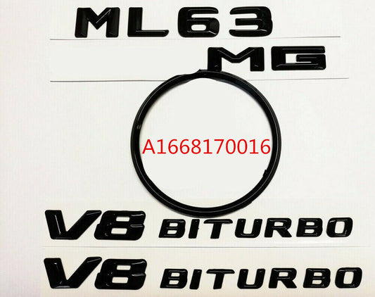 Suitable for MERCEDES W166 ML63 GLOSS, black rear ML63+AMG+STAR+V8 BITURBO badge 2012-15