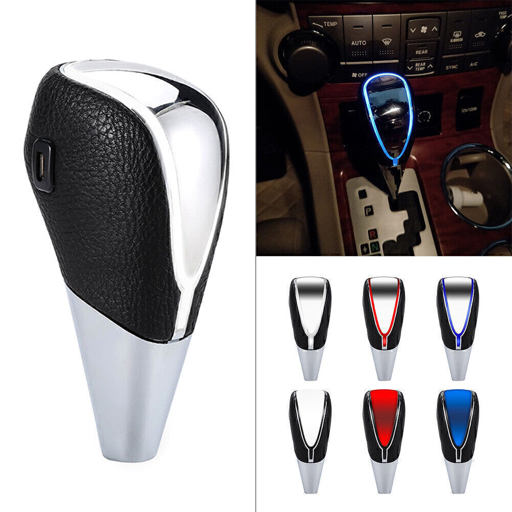 Universal Car Gear Shift Knob Blue LED Light Touch Activated Sensor USB Charge