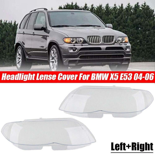 One pair of left and right headlight lens cover housings for BMW X5 E53 2004-2006