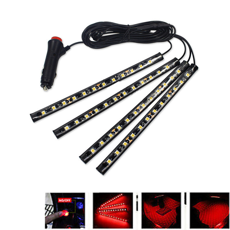 12 LED Red Car Cigarette Lighter Atmosphere Lights LED Decor Neon Lamp