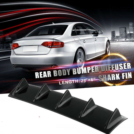 Car ABS Plastic Lower Rear Body Bumper Diffuser Shark 5 Fin Spoiler Gloss Black