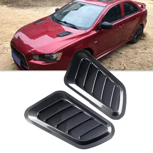 Car Universal Carbon Fiber False Vent Hood Air Outlet Decorative Sticker 2PCS