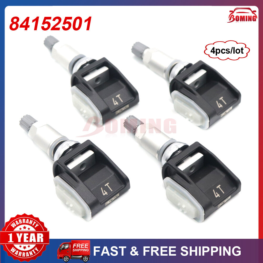 Four new tire pressure TPMS sensors, 84152501, for Chevrolet Silverado for GMC trailers, 433MHz.
