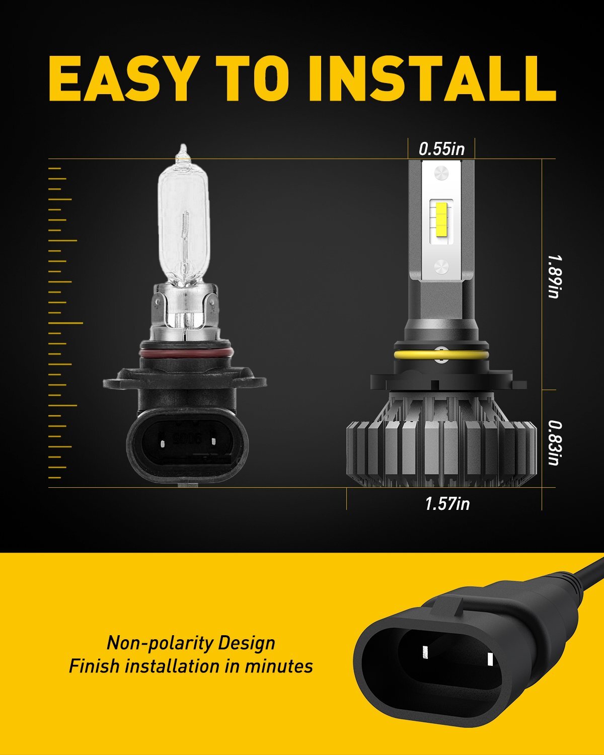 2-Piece 9005 HB3 LED Headlight High Beam or Fog Light 120W 20000LM Fanless Kit