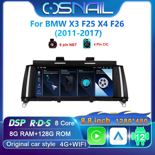 for BMW X3 F25 X4 F26 Car Radio GPS Navi CarPlay System Stereo 4G Android Player