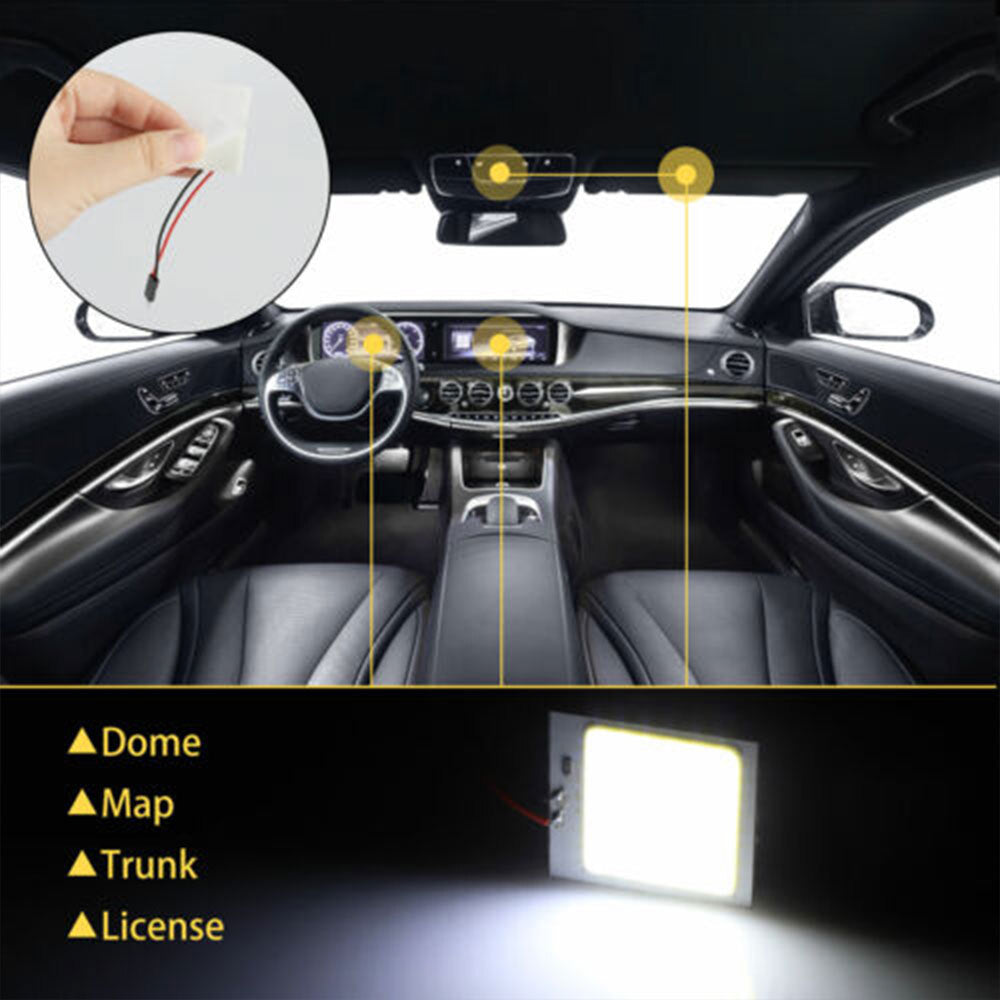 10XCar Interior Dome Map Light Bulbs 48SMD COB White LED Panel Festoon T10 BA9S