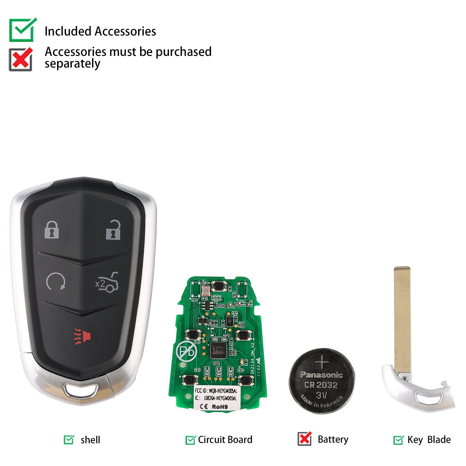 IKEYGM005AL Universal for Smart Key Fit For GM for Cadillac 5 Buttons FOR KM100 HK