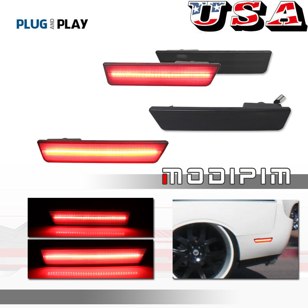 Smoked lens with red LED front and rear marker lights for 2008-14 for Dodge for Challenger