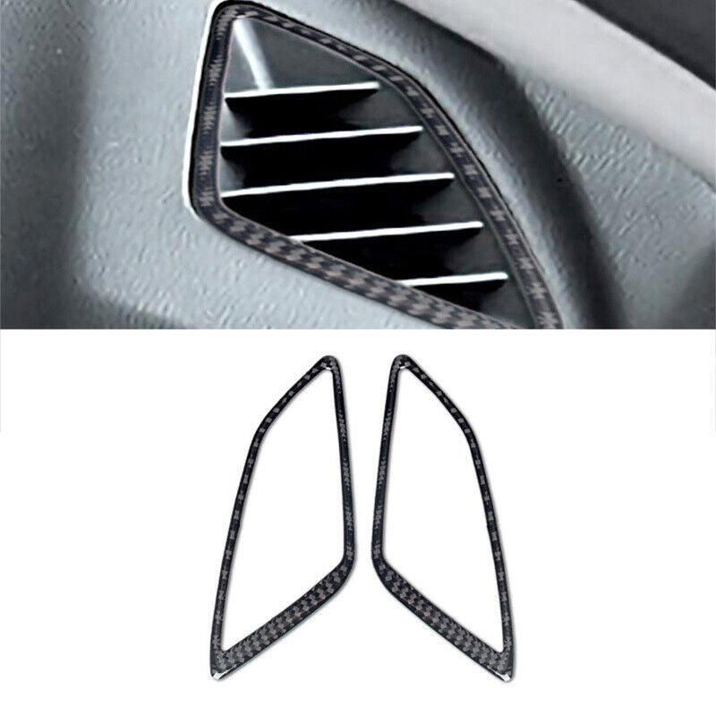 2Pcs Carbon Fiber Dashboard Air Vent Outlet Trim for Mazda 3 Axela 2014-2018