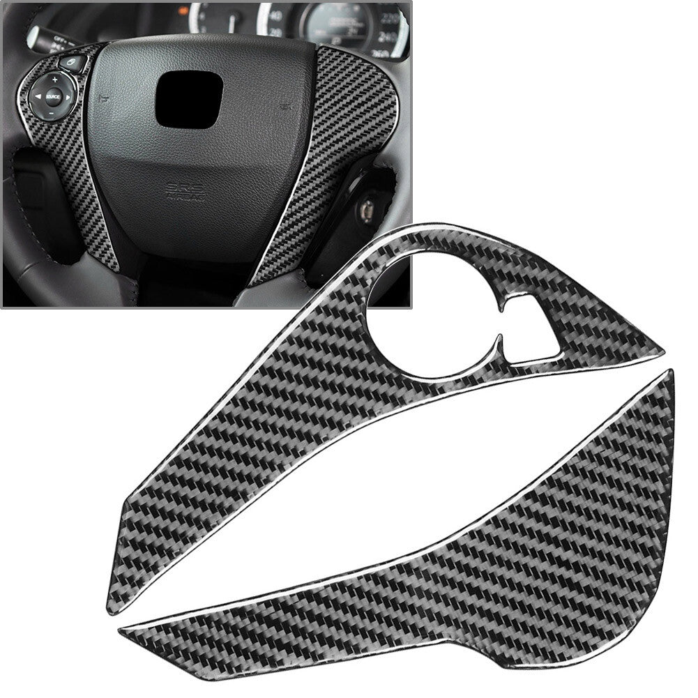 2PCS Steering Wheel Button Cover Carbon Fiber for Honda Accord 2013-2017 Black