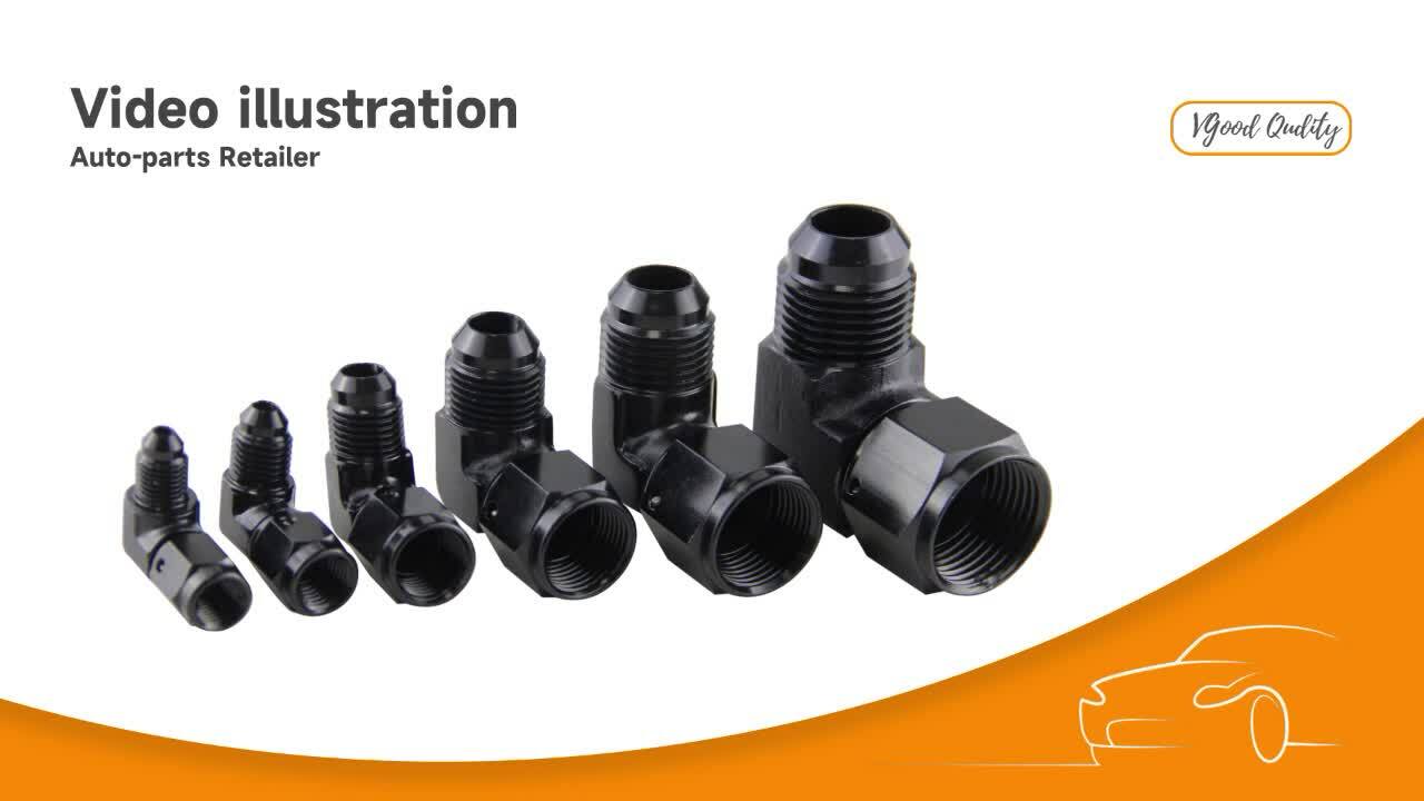 2PCS AN3 Female to 3AN Male 90 Degree Flare Swivel Hose Fitting Adapter Black