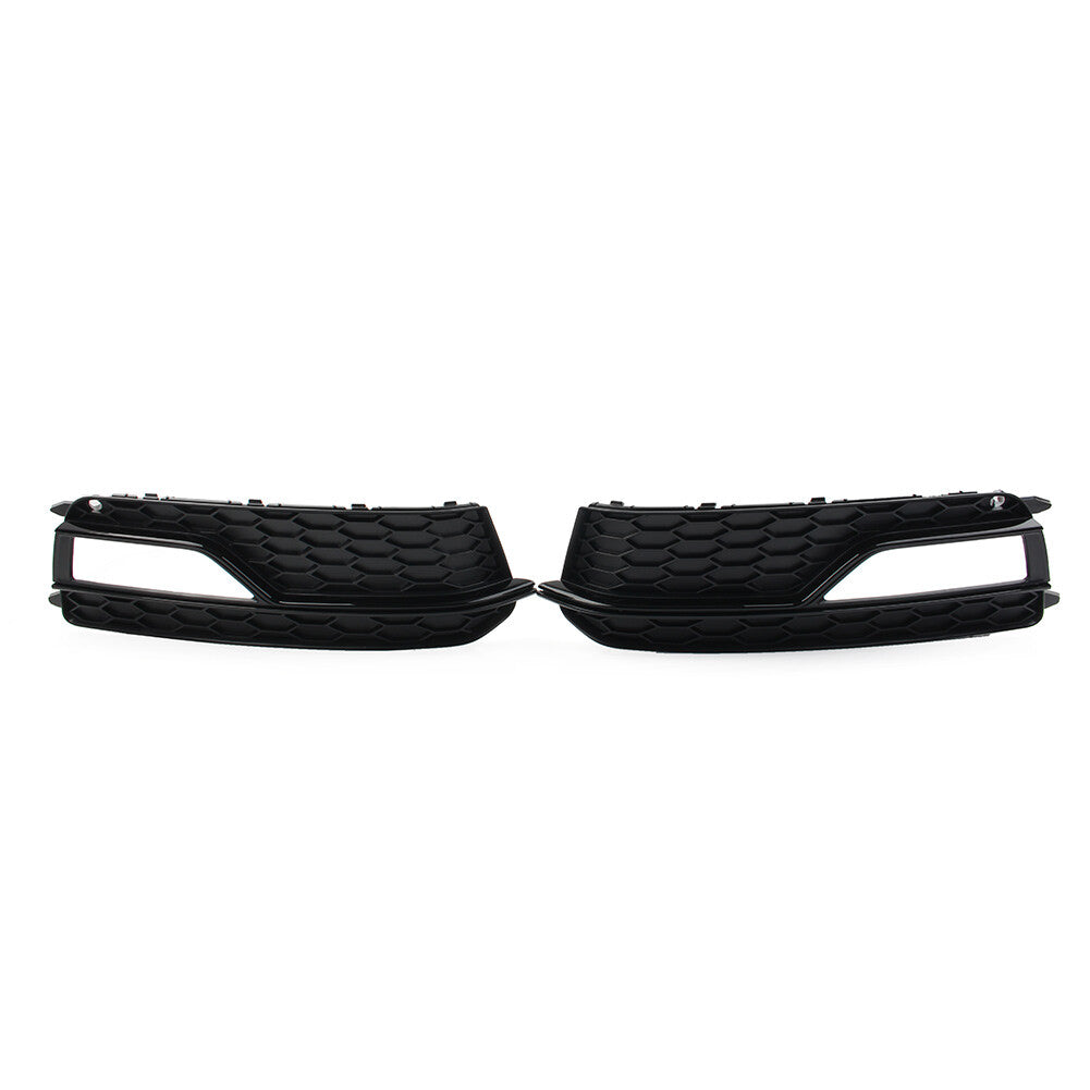 Pair Bumper Black Honeycomb Fog Light Grille Cover for Audi A5 S5 13-17
