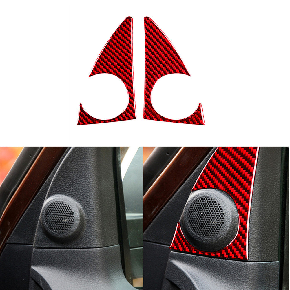 2x Red Carbon Fiber A Pillar Loudspeaker Cover Trim for Toyota Tundra 2014-2018