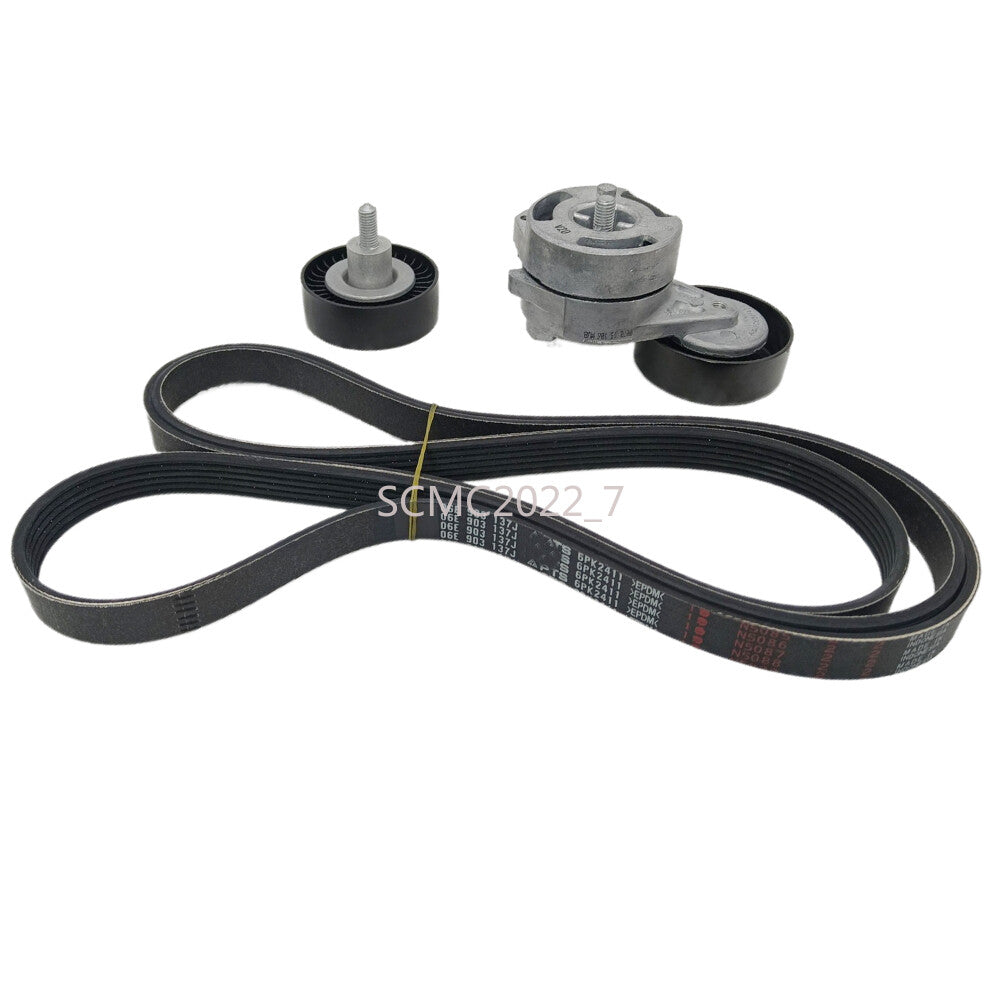 6PK2411 Belt Tensioner w/ Pulley Set for Audi A4 A6 06E903137J AUK BKH 2.4 3.2L